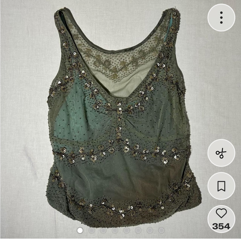 Plenty Olive Green Embellished Top